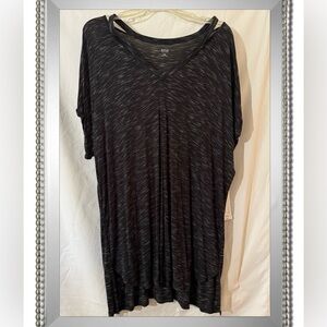 a.n.a Black Short Sleeve V-Neck Top